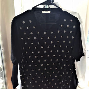 Versace Collection - Silver Stars on Black T-Shirt